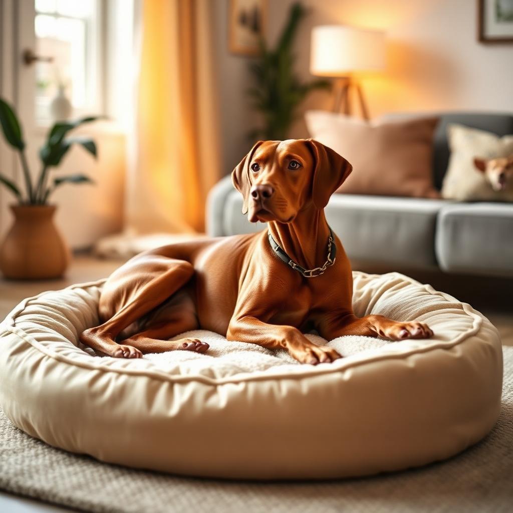 Hungarian Vizsla resting on a Gauchitto dog bed