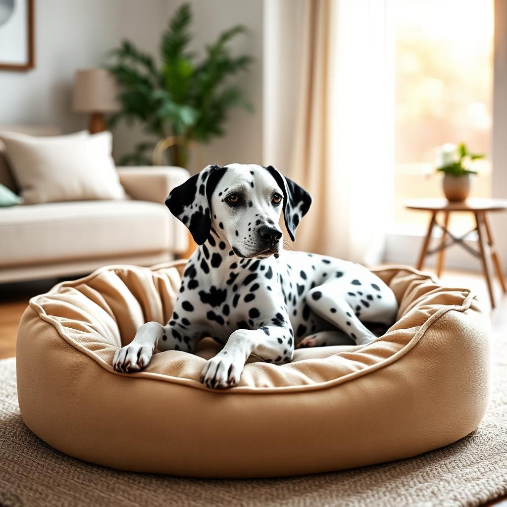 Dalmatian resting on a Gauchitto dog bed