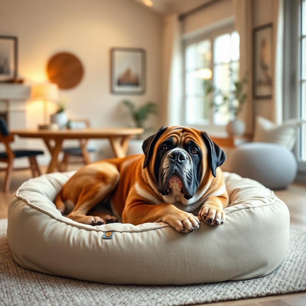 Saint Bernard resting on a Gauchitto dog bed