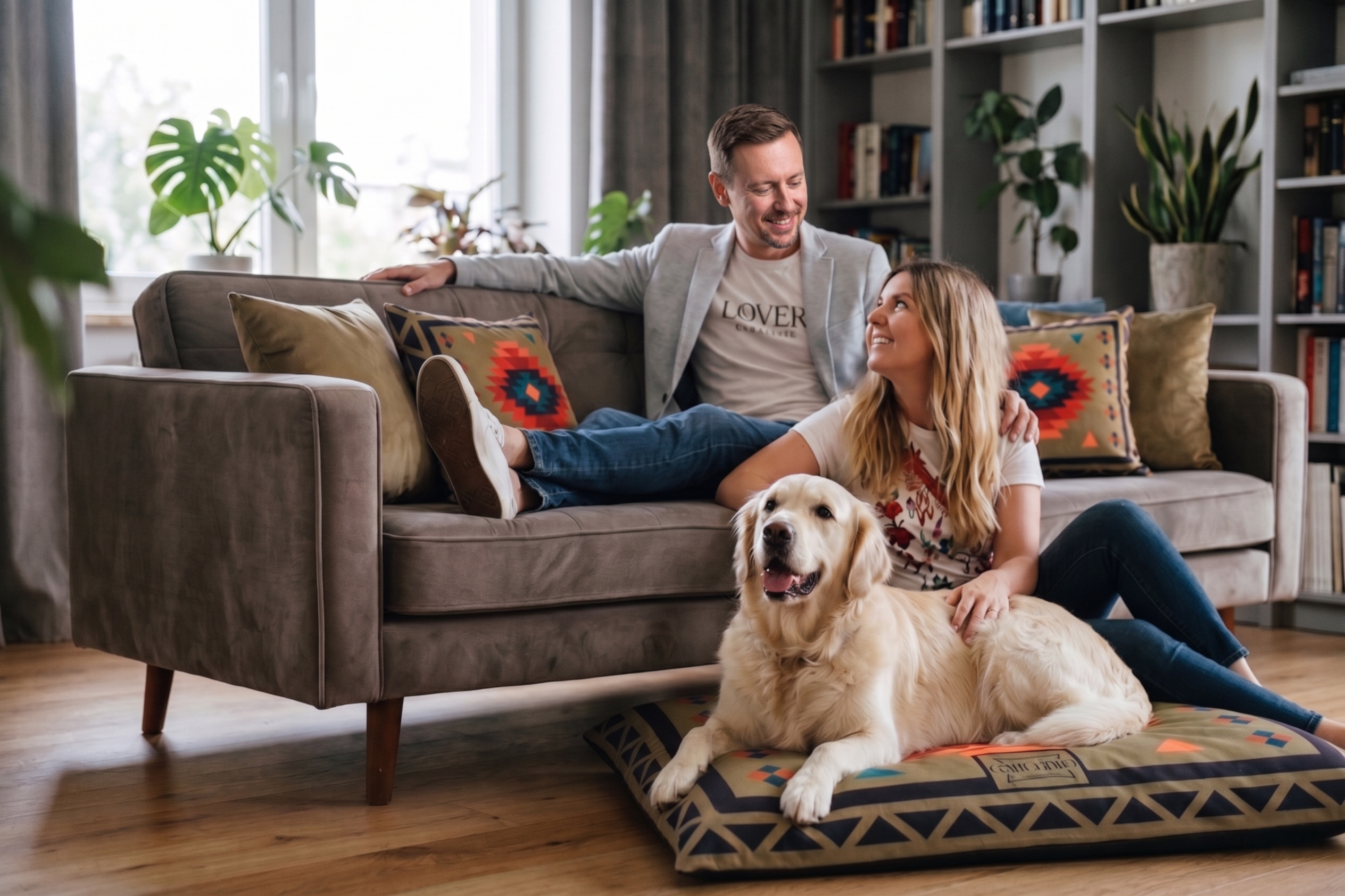 The Gauchitto team with dogs and luxury dog beds