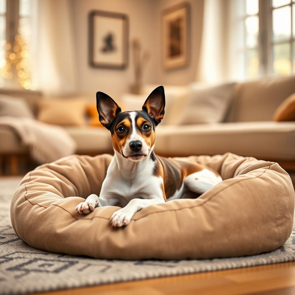 Jack Russell Terrier resting on a Gauchitto dog bed